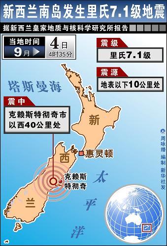 克赖斯特彻奇地震示意图