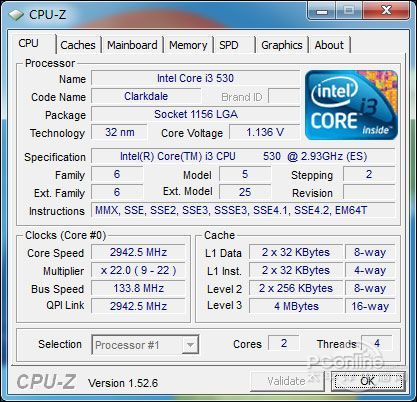 Core i3-530 CPU-Z截图