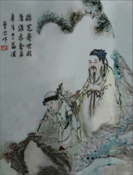 曾熙款帽筒画面展开图 