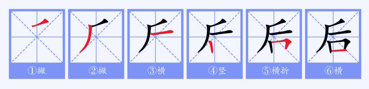 “后”字书写笔顺