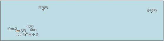 钓鱼岛及其附属岛屿分布示意图