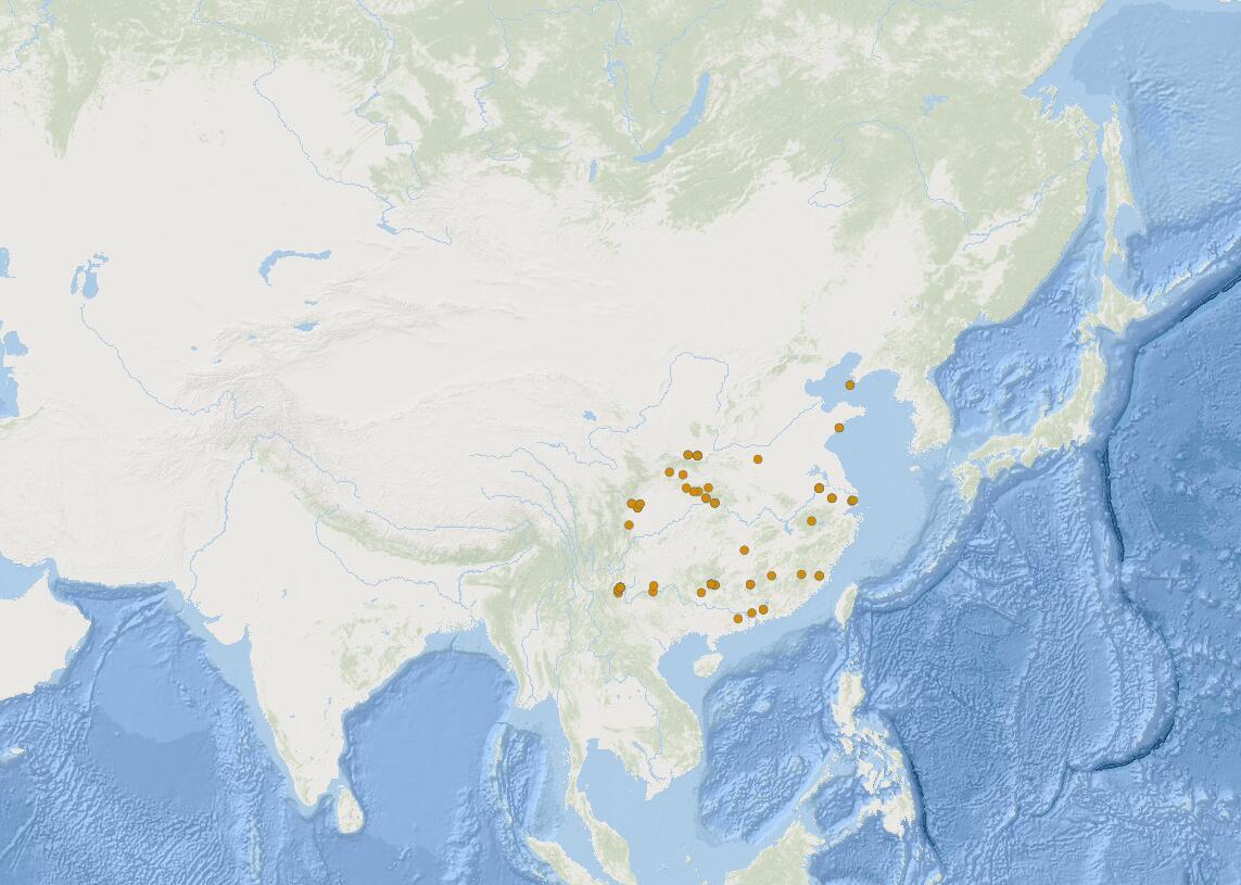 蜡梅原产地分布图