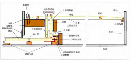 羽管键琴内部示意图 