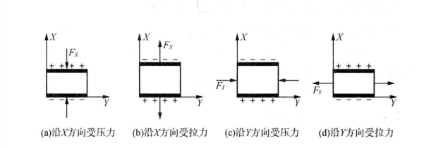 图2 晶片上电荷极性与其受力方向的关系