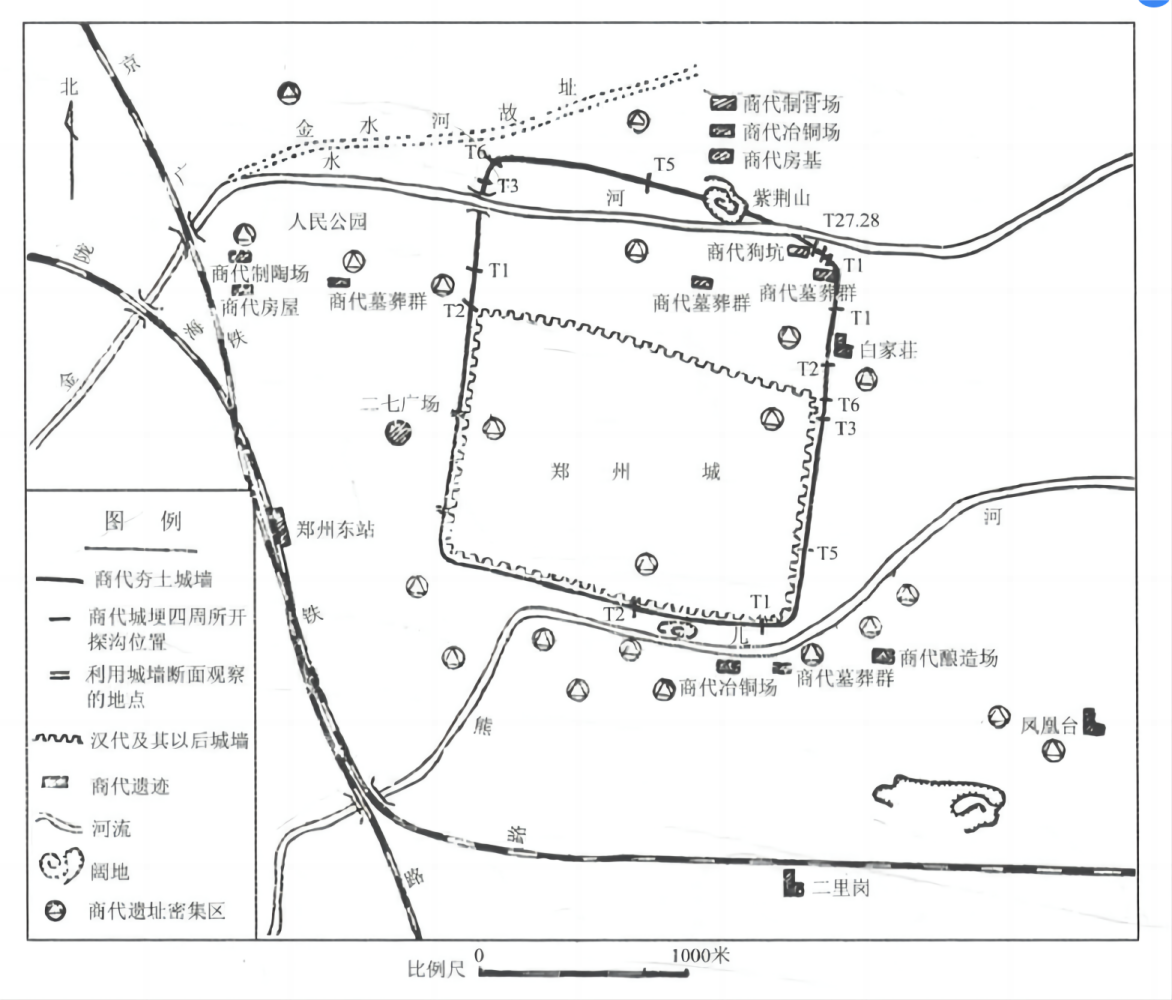 郑州商代遗址位置示意图