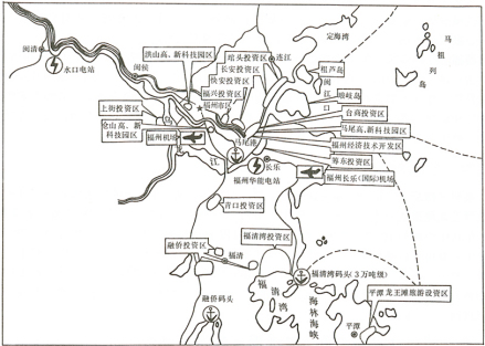 闽江口金三角规划布局示意图 