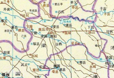 蒙县故城在商丘梁园区东北（汉代地图）