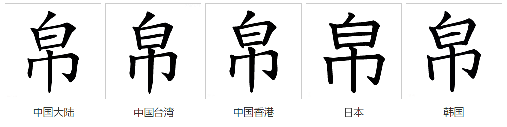 字形对比（楷体） 