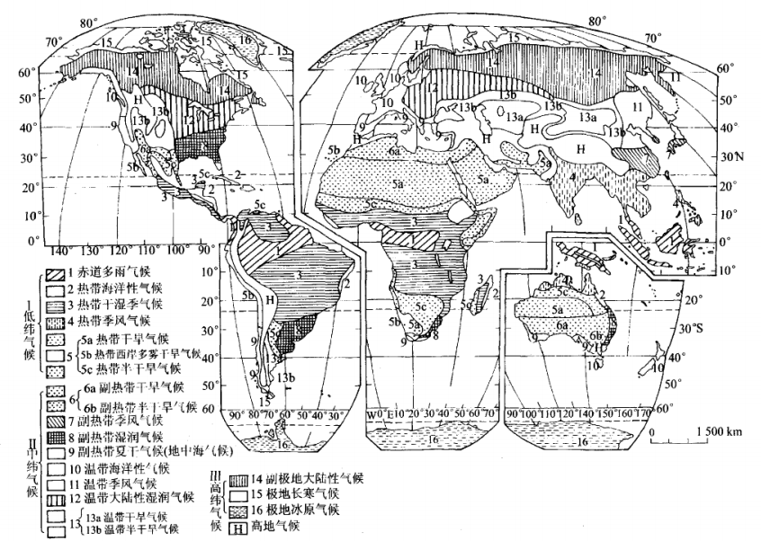 世界气候图，距周淑贞，1979年修改