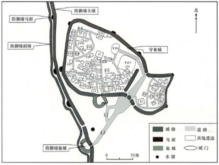 前进古城址遗迹分布图