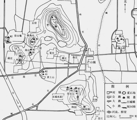 芒砀山西汉梁王陵墓分布图