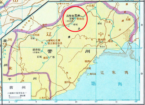 北魏时期设营州昌黎郡于龙城——引自《中国历史地图集》