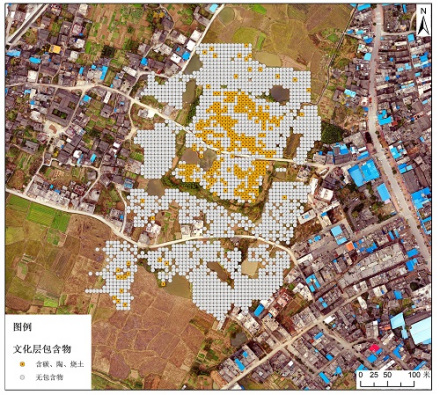 城址文化堆积分布及包含物平面图