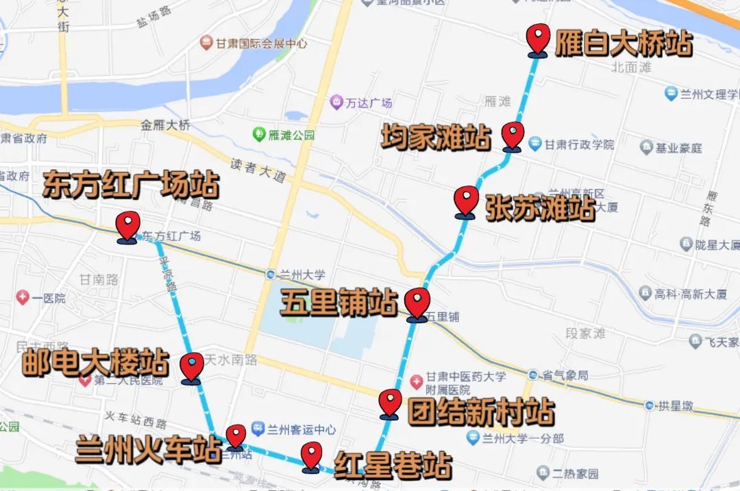 兰州轨道交通2号线线路走向示意图