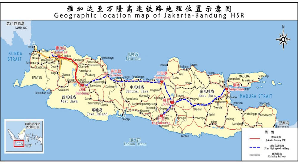 雅万高速铁路位置示意图