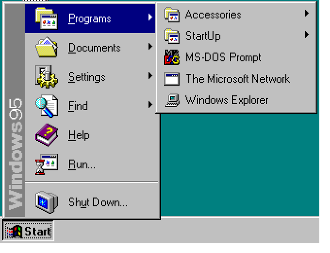 Windows 95开始菜单