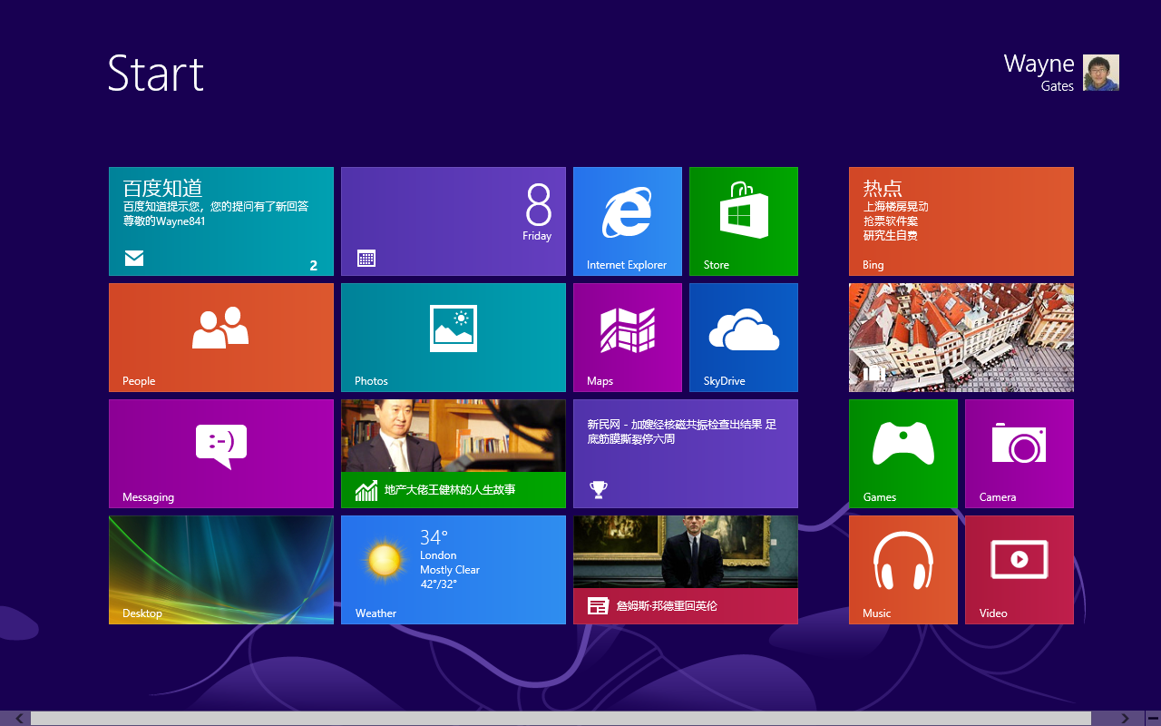 Windows8开始屏幕