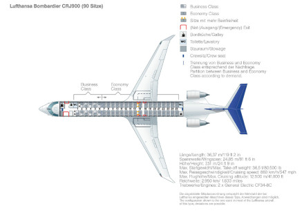 庞巴迪CRJ900座位图